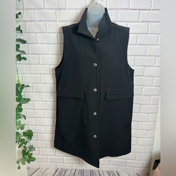 CHARTER CLUB Chic Black Sleeveless Vest with Button Detail/size M - Picture 1 of 8